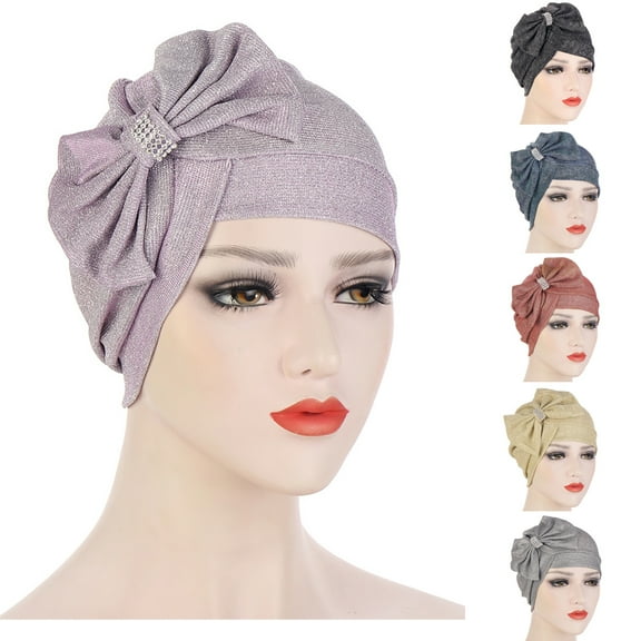 Dress Choice Women Hair Wrap Solid Color Big Bows Stretch Head Scarf Summer Breathable Lightweight Turban Hair Accessories for Daily Wear