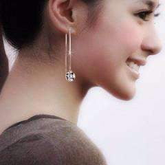 Naked Golf - Naked IOBI Crystals Thread Drill Earrings Rose Gold