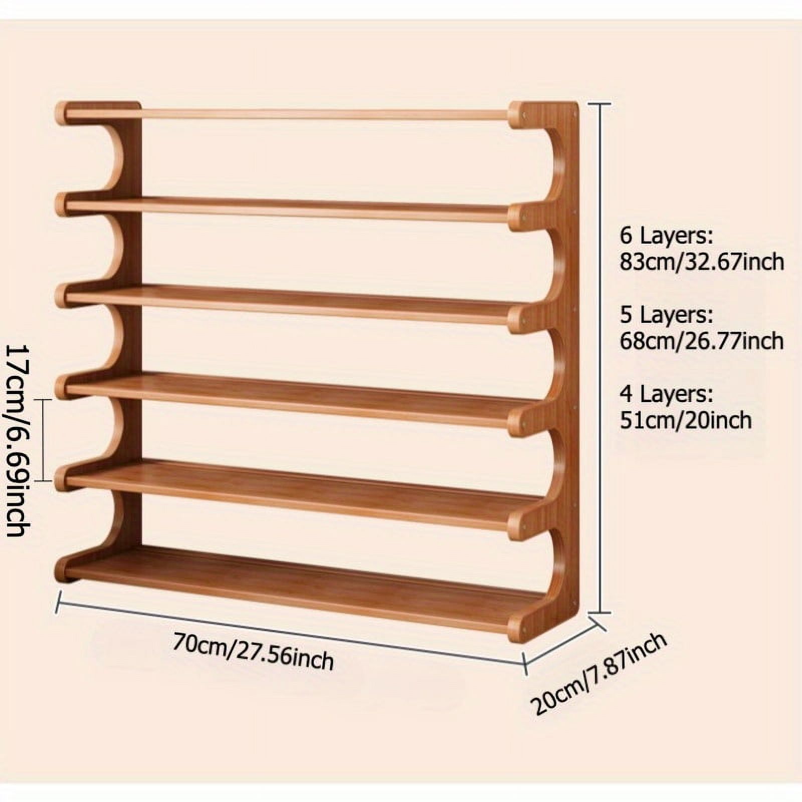 4/5/6 Tier Bamboo Shoe Rack – Wooden Shoe Organizer Shelf for Entryway, Closet, or Garage, Holds Up to 24 Pairs, Space-Saving & Easy to Assemble