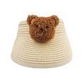 thumbnail image 6 of VIVIAN & VINCENT Boy's Girl's Wide Brim Sun Hats Straw Visor Summer Beach Hat for Kids Baby Toddler with Bear Beige 1-6yo, 6 of 6