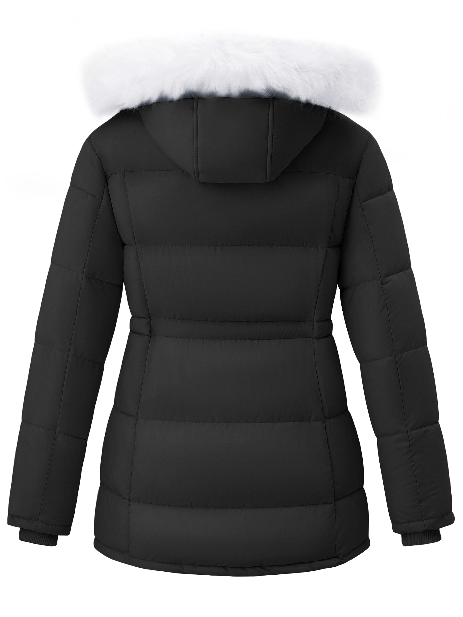 Women's Winter Puffer Coat with Removable Hood Waterproof Warm Jacket Thickened Insulated Parka Black L