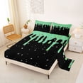 thumbnail image 2 of Castle Fairy Stars Print King Sheets 4pcs, Ice Cream Drip Bedding, Green Black,1 Fitted Sheet, 1 Flat Sheet and 2 Pillowcases, 2 of 6