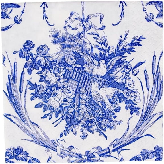 Romantic Toile Blue Cocktail Napkins