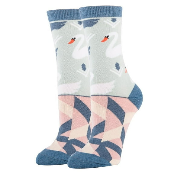 Sock It Up Women’s Colorful Patterned Dress Socks, Premium Cotton Casual Fashion Crew Socks, Black Swan