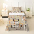 thumbnail image 2 of Castle Fairy Mid Century Square Frame Twin Sheets 3pcs,Retro Overlapping Geometric Bedding,Taupe Orange Yellow,1 Flat Sheet, 1 Fitted Sheet and 1 Pillowcase, 2 of 7