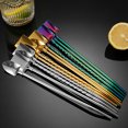 thumbnail image 3 of 2In1Drinking Straws Spoon Creative Stainless Steel Reusable Drinking Straw Watermelon Spoon Bar Milk Coffee Stirring Tool 8, 3 of 6