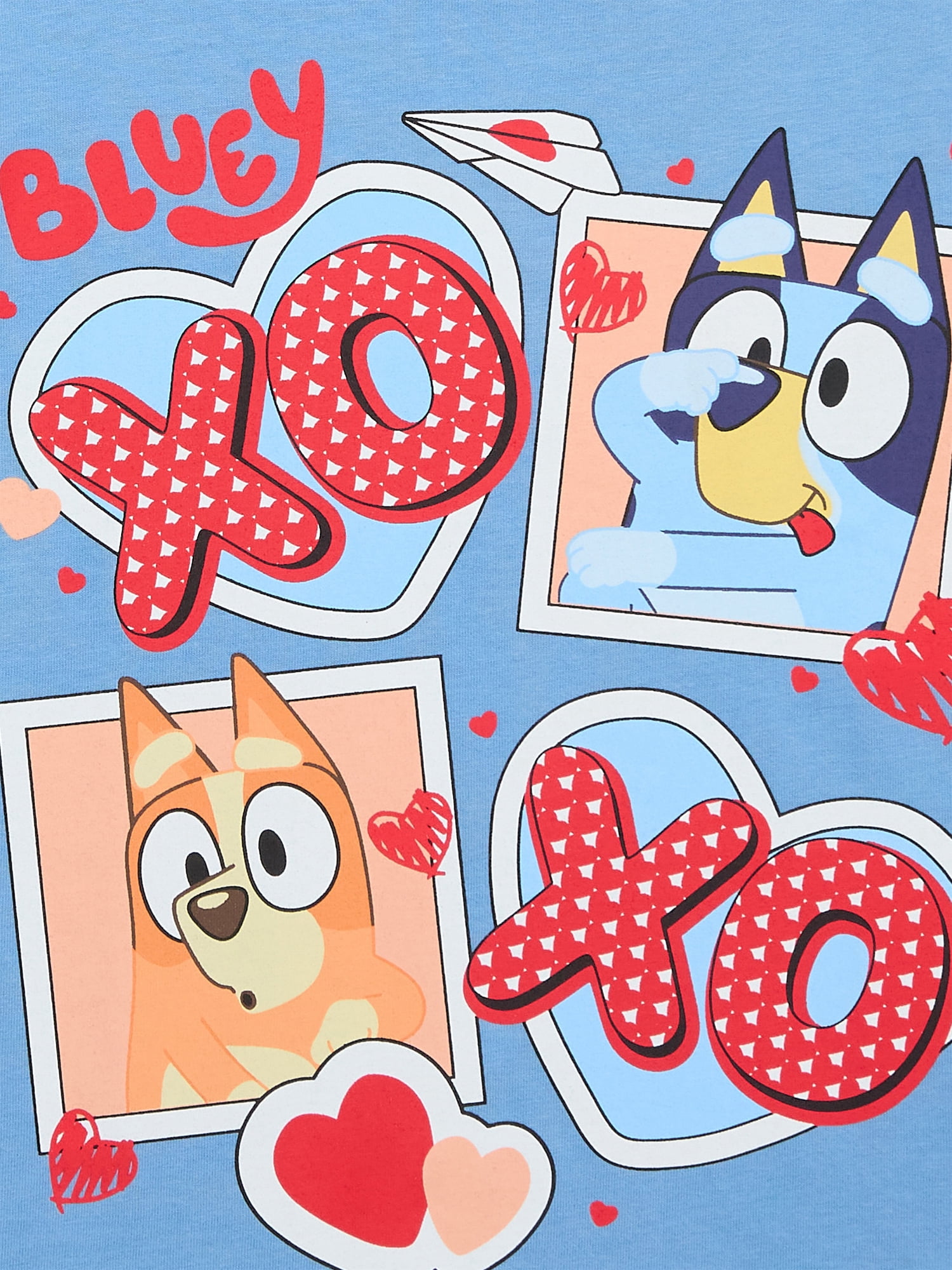 Bluey Kids Valentine's Day Graphic Tee with Short Sleeves, Sizes 4-16