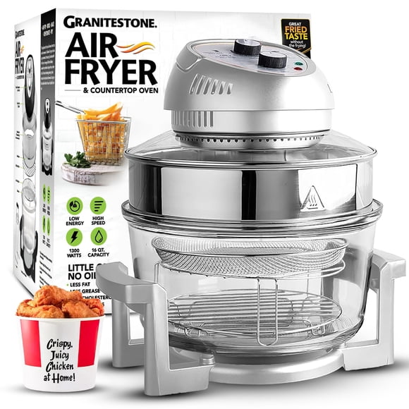 Big Boss 16Qt Large Air Fryer Oven – Large Halogen Oven Cooker with 50+ Air Fryers Recipe Book for Quick + Easy Meals for Entire Family, AirFryer Oven Makes Healthier Crispy Foods – Silver