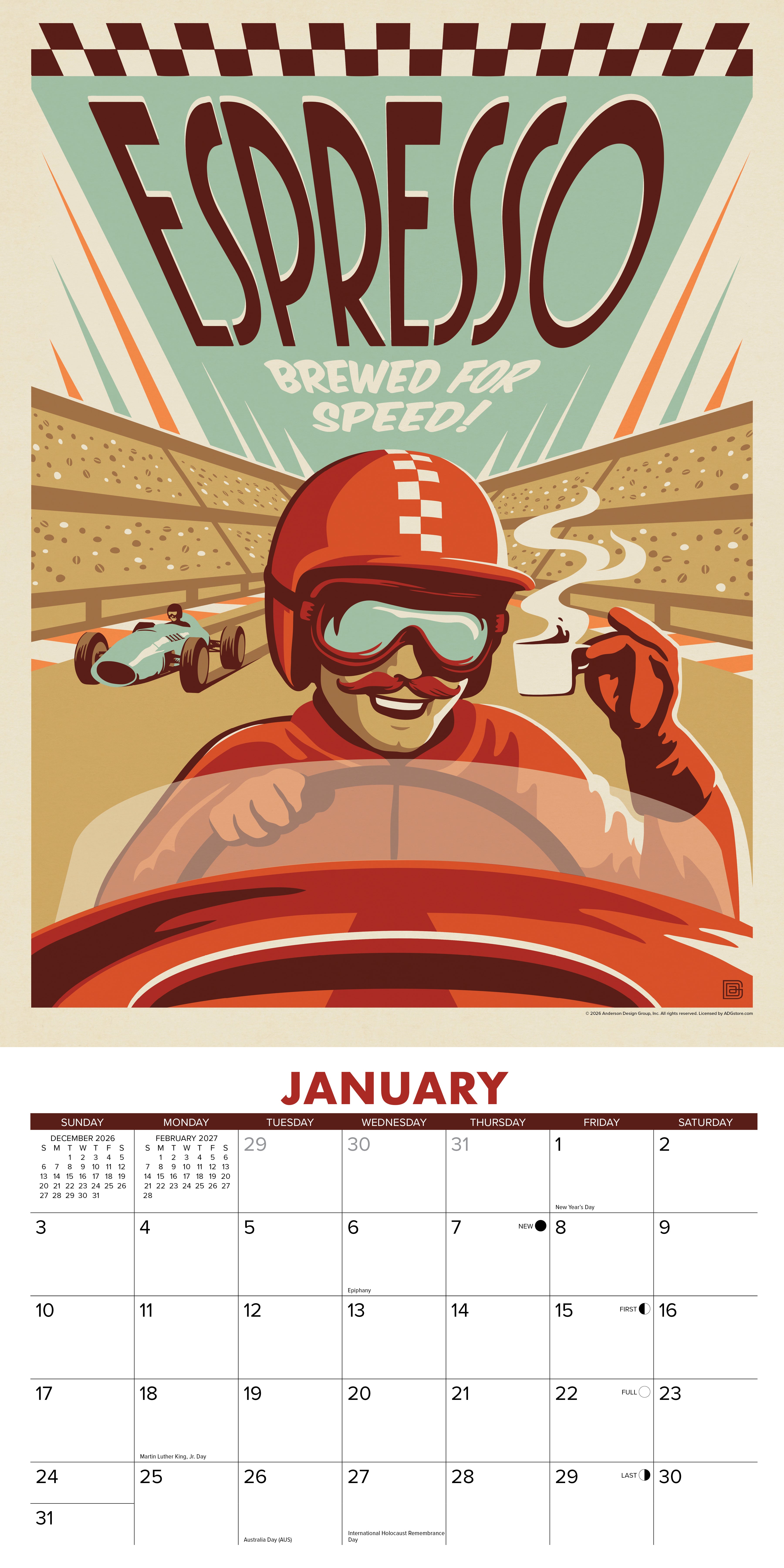 Willow Creek Press, Coffee Delights (Anderson Design Group) 2027 Wall Calendar