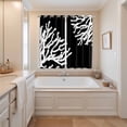 thumbnail image 3 of Coral Black Kitchen Curtains 84 Inch Length, Coastal White Ocean Marine Nautical Beach Grommet Top Bedroom Living Room Curtains, Light Filtering Cafe Curtain Drapes 2 Panels Set 104''x84'', 3 of 9