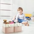 thumbnail image 6 of 11x11 Cube Storage Bins,6 Pack Foldable Fabric Cube Organizer Bins with Rope Handles ,Storage Cubes for Organizing Bedroom, Living Room, Clothes and Toys, Shelves and Closet (White&Pink), 6 of 14