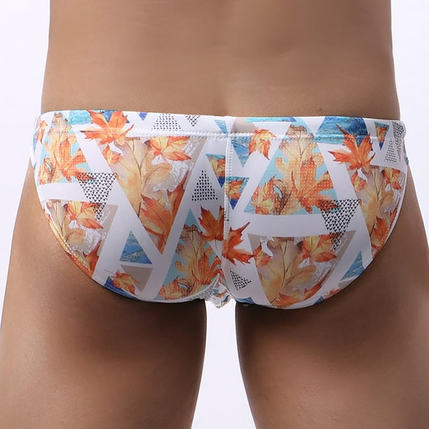 DPTALR Men's Underwear Swim Trunks Low-rise Printing Smooth Men's Brief  Swimming Briefs 