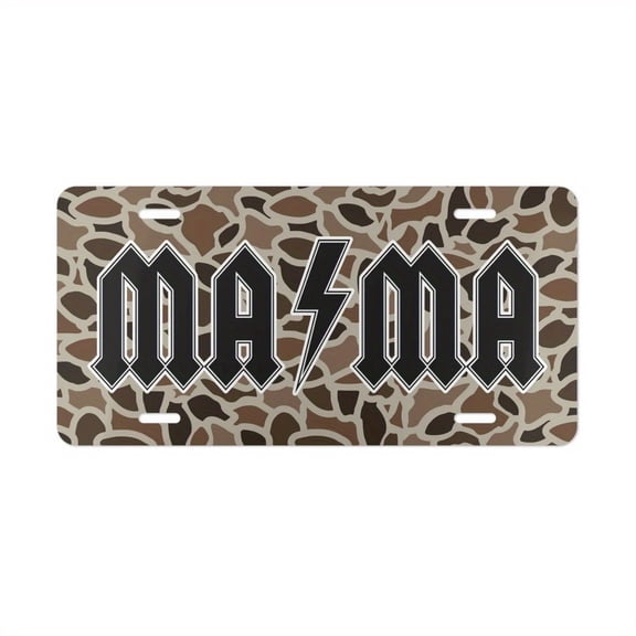 Camo with "Lightning Bolt Mama" word License Plate, Gifts for Her, Hunting Gifts, License Plate - 6x12 - inch polished metal standard plate, easy to install