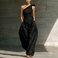 thumbnail image 2 of Npasoilc Waist Cinched Diagonally Shoulder Wide Leg Jumpsuits for Women Crew Neck Sleeveless Summer Pants, 2 of 9