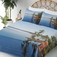 thumbnail image 3 of Ambesonne Landscape Fitted & Top Sheet Set with Shams, Country Lake House, Multicolor, 3 of 5