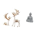 thumbnail image 5 of 3 Pieces Deer Sculpture Reindeer Figurine Monkey Buddha Statue Resin Craft Ornament for Home Patio Garden Decor, 5 of 8