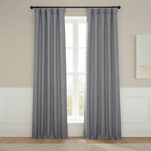 HPD Half Price Drapes Blazer Grey Faux Linen Room Darkening Curtains for Bedroom & Living Room Curtains (1 Panel), Door & Window Curtains 108 inches long, Rod Pocket curtains & drapes, 50W X 108L