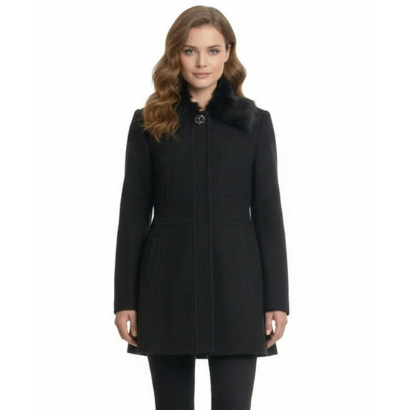 Jessica Simpson Faux Fur Collar Walker Coat