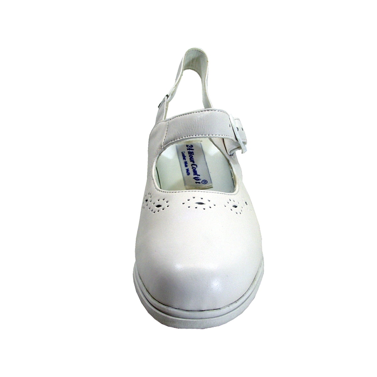 24 HOUR COMFORT Bridie Women's Wide Width Slingback Leather Clogs WHITE 5