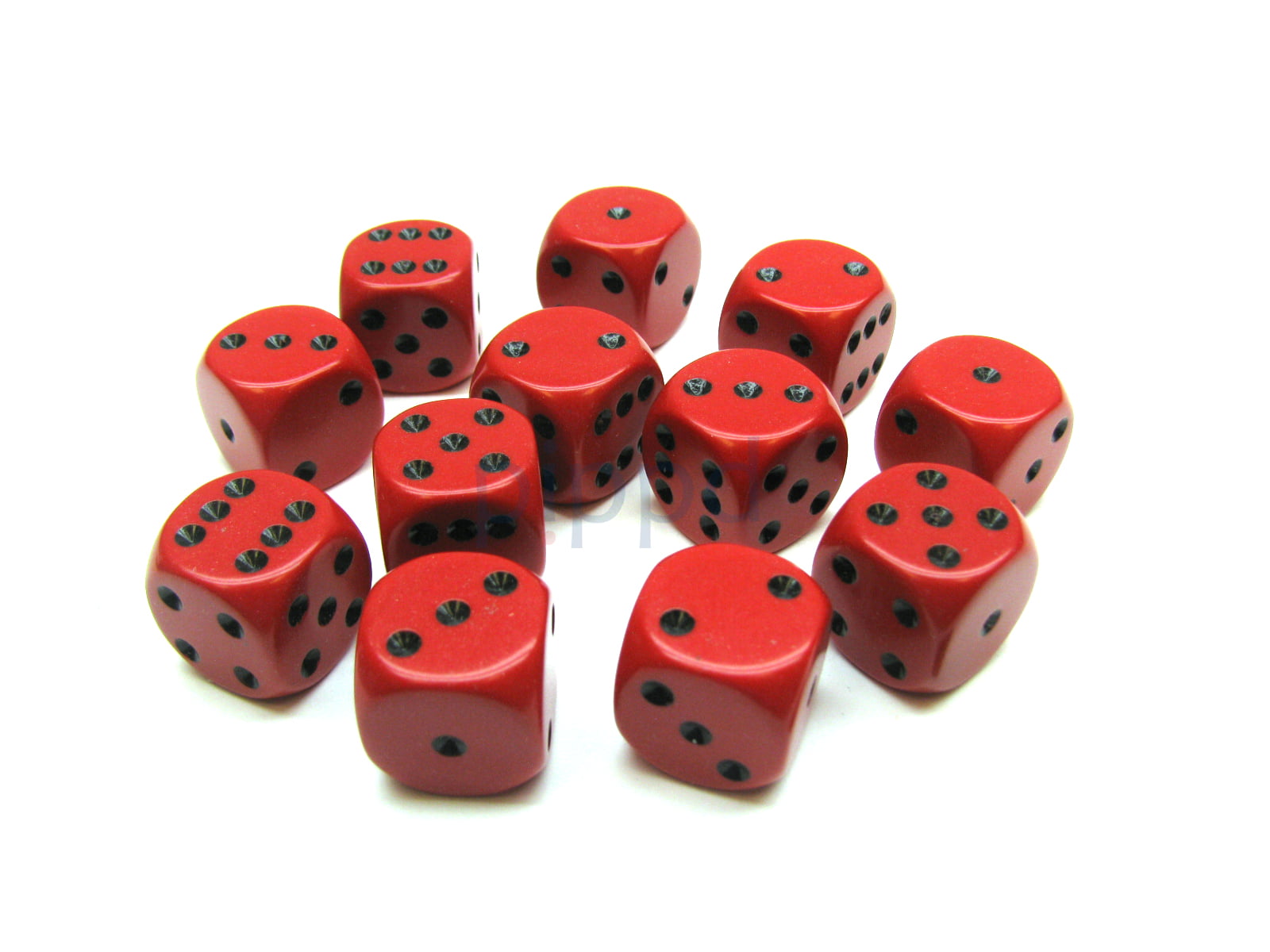 Opaque 12mm D6 Chessex Dice Block Black with Red Pips 36 Die 