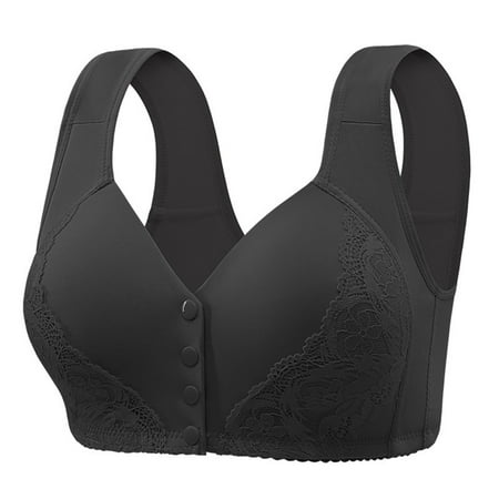 Black of Friday Deals!Clearance Staron Bras for Women No Underwire Front Closure Bras Comfortable Wireless Bras Soft Strap Seamless Bra Front Button Bras