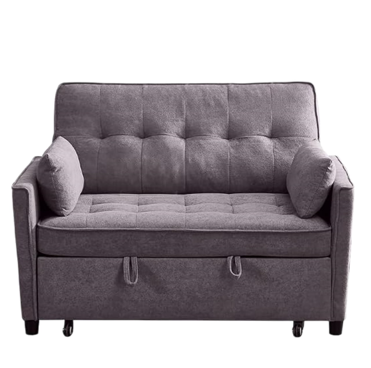 3-in-1 Convertible Sofa Bed with USB Charging Ports, Pull-Out Sleeper Sofa with Adjustable Backrest and Side Pocket, Compact Loveseat Couch for Living Room, Apartment, Dorm