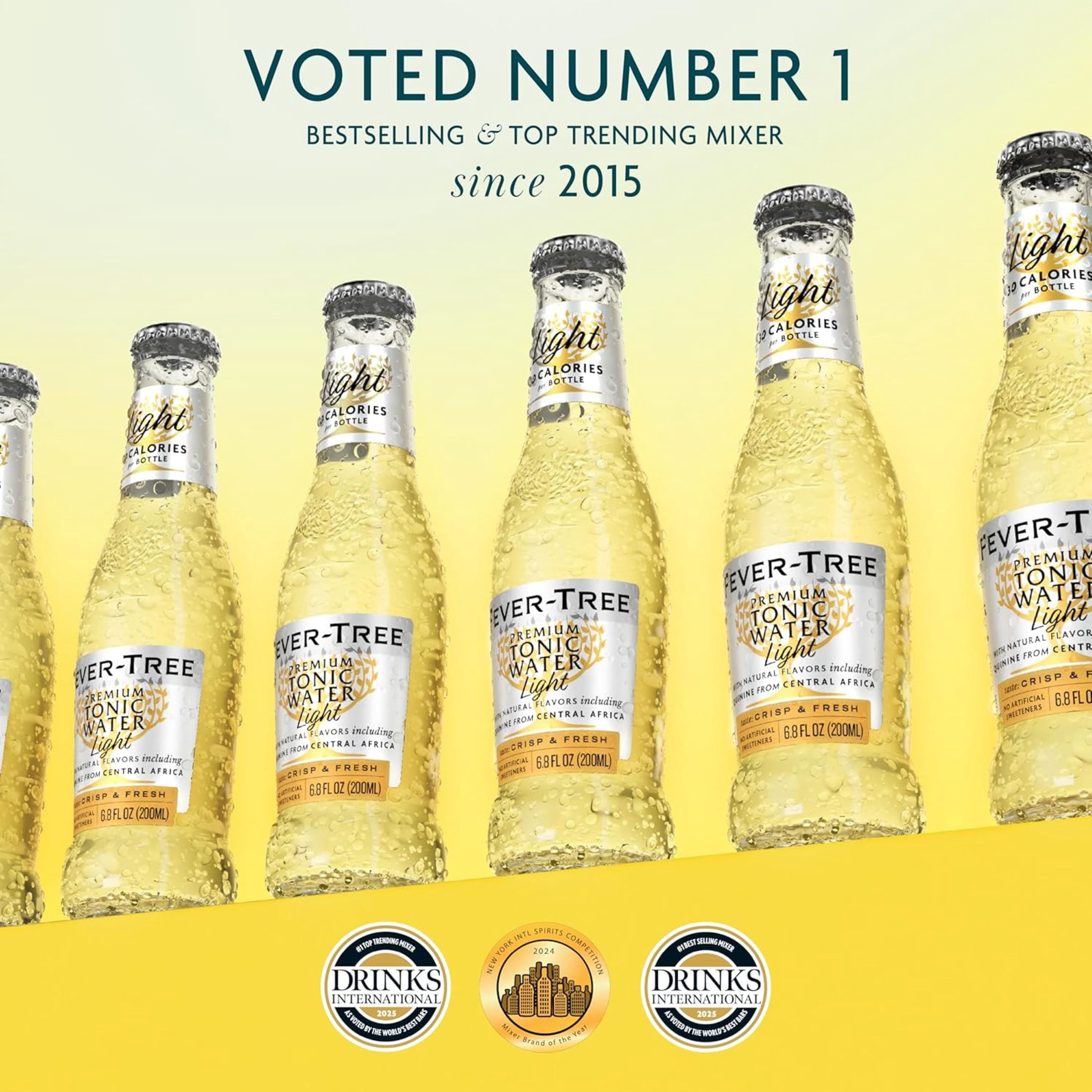 (2 pack) Fever-Tree Light Premium Tonic, 4 Pack, 200 ML Glass Bottles, 0% ABV