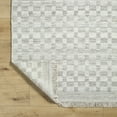 thumbnail image 5 of Hauteloom Meira Modern Hand Woven Natural Fiber Wool Area Rug - Contemporary Geometric Checkered Carpet with Fringe for Living Room, Bedroom, Dining Room - Ivory, Cream, Gray - 3'6" x 5'6", 5 of 9