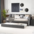 thumbnail image 4 of Gymax Twin Size Daybed w/ Trundle wingback Armrests & Button Tufted Backrest, 4 of 10