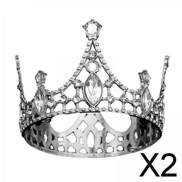 2 X Princesa Cake Topper Cupcake Clásico Headwear Disfraz Diadema Tiaras Cake Topper para Cumpleaños Halloween F , 2 piezas