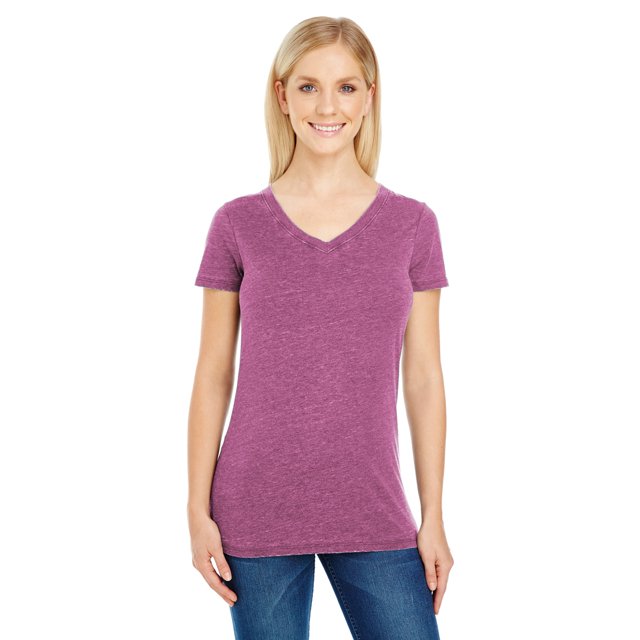 Camiseta de manga corta con cuello en V y tinte vintage para mujer VINTAGE WINE 2XL Ropa resistente al hilo 208B