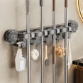 thumbnail image 5 of Wall-Mounted Suction Cup 4 Racks with 5 Hooks Mop Clip Broom Holder Storage Rack, 5 of 8