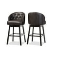 thumbnail image 3 of Baxton Studio Avril Modern and Contemporary Brown Faux Leather Tufted Swivel Barstool with Nail heads Trim (Set of 2), 3 of 4