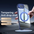 thumbnail image 6 of for iPhone 16e Case with Lens Protector, [Foldable Stand & Rotatable Ring Holder], Glossy Shockproof Bumper Dustproof Clear Women Men Case for iPhone 16e, Blue, 6 of 10