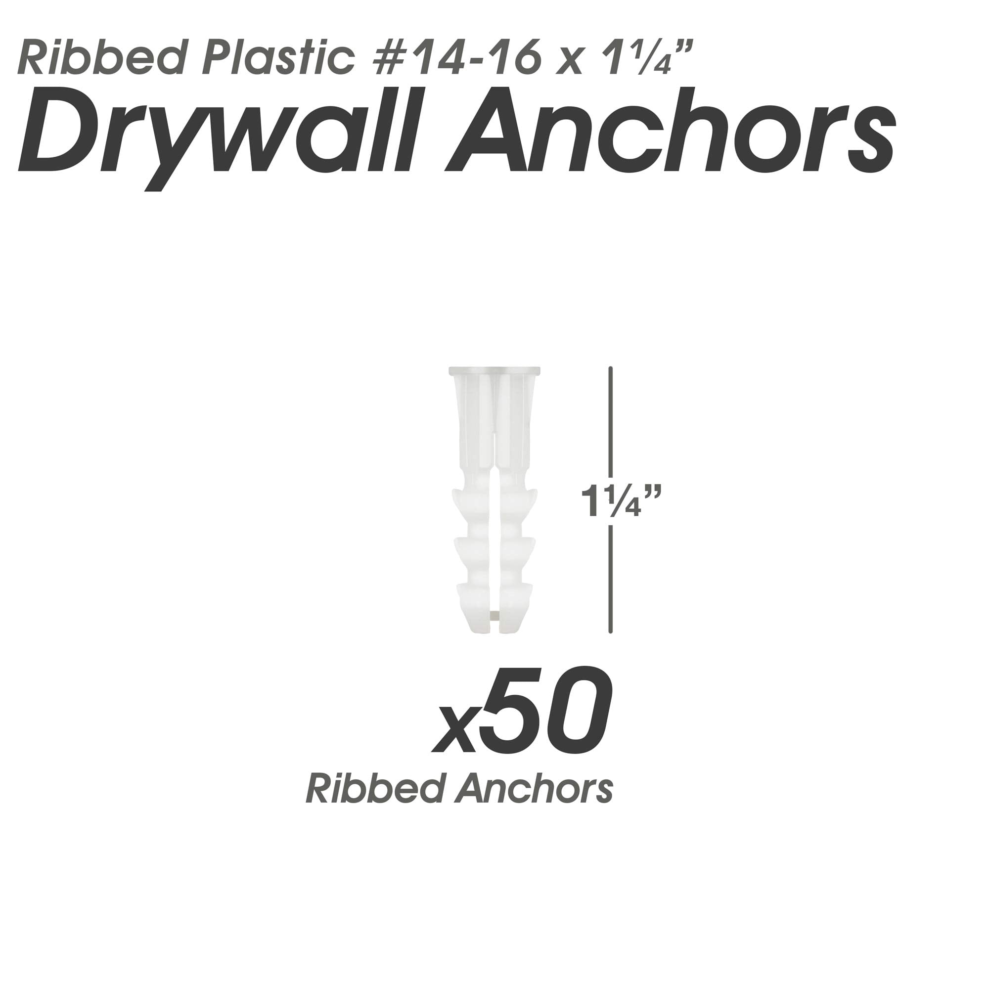 Plastic Drywall Anchors - Wall Anchors for Drywall - Plastic Screw Anchors for Secure Fastening (Bulk Pack, #10-12 x 1)