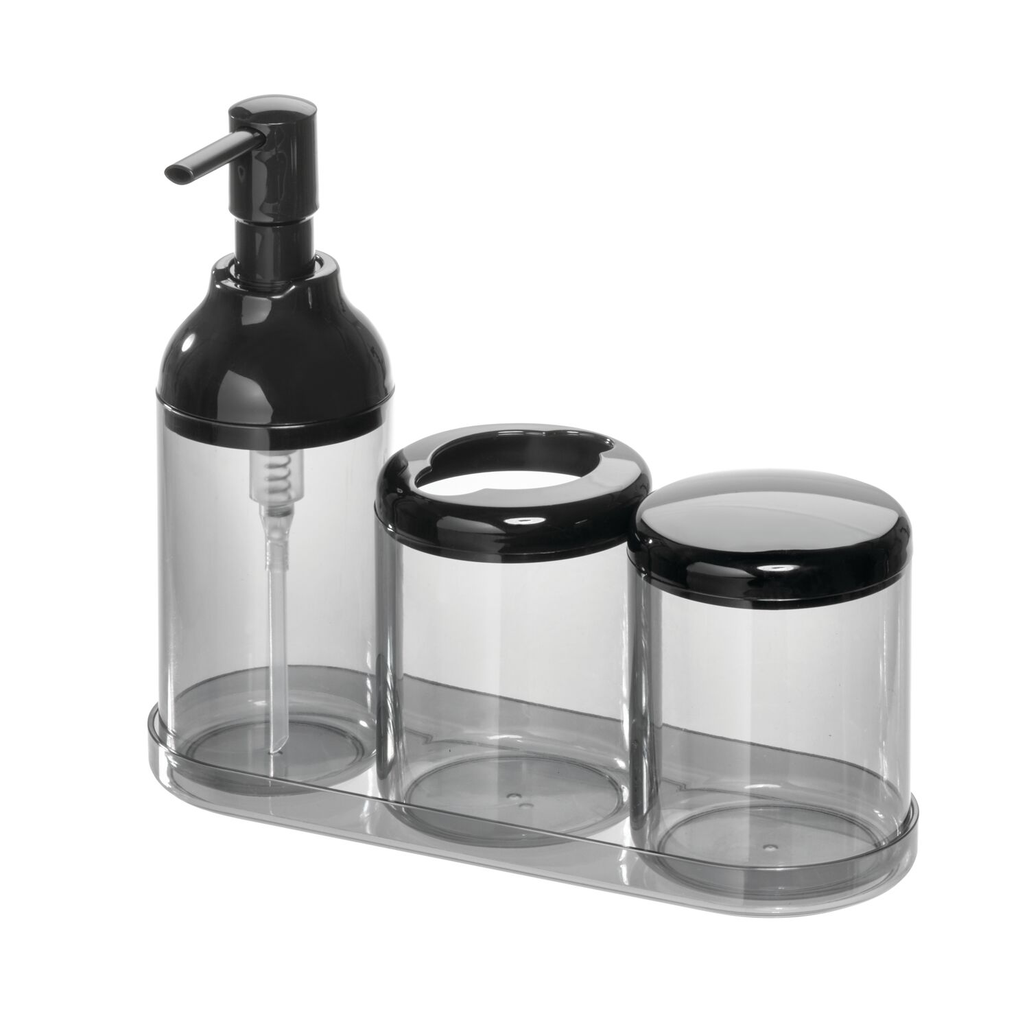 iDesign 4 Piece Clear Bath Accessories Sets, Black - image 4 of 6