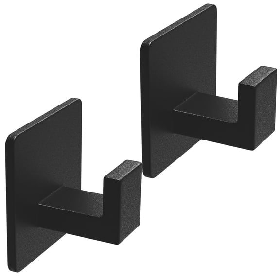 5 Pack Adhesive Towel Hooks, Heavy Duty Wall Hooks Aluminum Hooks Stick on Door, Kitchen, Bathroom for Hanging Coat, Hat, Towel, Robe, Clothes (Black)
