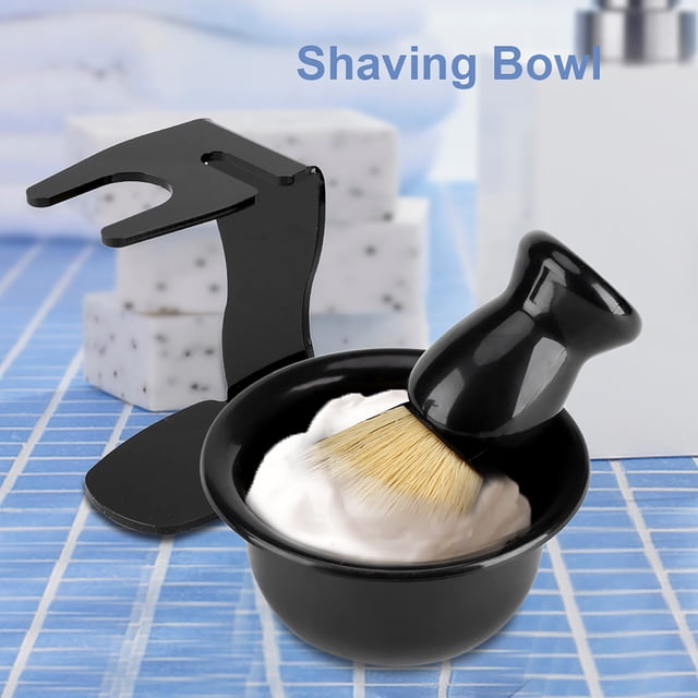 Ensemble de Rasage 3 Pcs pour Hommes, Bol de Rasage, Support de Rasage Ensemble de Rasage Professionnel Séchage Rapide Rasage pour Hommes Outils de Rasage pour Hommes Cadeaux pour la Fête des Pères Noir