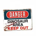 thumbnail image 2 of Danger - Dinosaur Area Jurassic Keep Out Park Rex Vintage Metal Tin Sign Retro Tin Plate Sign Wall Art Decor 20*30cm (black,40x30cm), 2 of 7