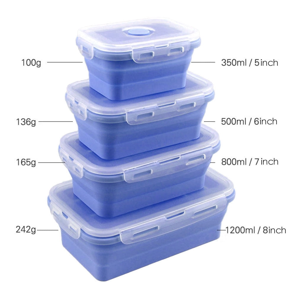 Silicone Collapsible Food Storage Containers Folding Lunch Box Retractable Bowls 