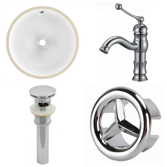 16.5-in. W CUPC Round Bathroom Undermount Sink Set In White - Chrome Hardware - Overflow Drain Incl. AI-25923
