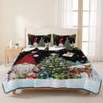 thumbnail image 3 of Quilts Twin Size Bedding Set, Red Gnomes Christmas Lightweight Quilted Comforter, Xmas Tree Elk Snowflake Balls Soft Reversible Bedspread Coverlet with Pillow Covers for All Season, 68" x 86", 3 of 9