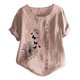 thumbnail image 1 of Gibobby Camisetas Mujer Manga Corta Nueva camiseta algodón informal con estampado Retro literario y artístico elegante para mujer(Rosa,G), 1 of 4