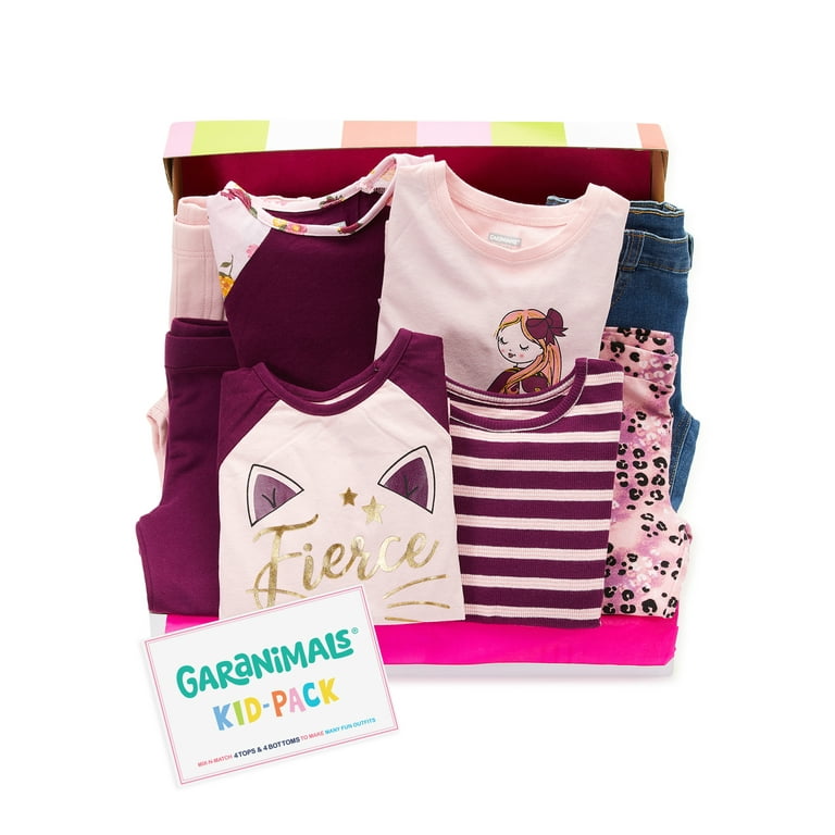 Garanimals Baby and Toddler Girls Mix and Match Outfit Kid Pack, 8-Piece,  Sizes 12M-5T 