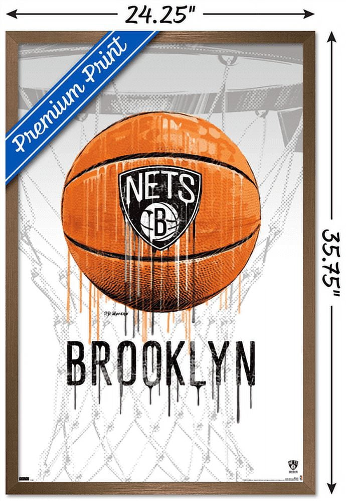 NBA Brooklyn Nets - Drip Basketball 21 Wall Poster, 22.375" x 34", Framed