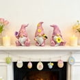 thumbnail image 6 of Pink Resin Easter Gnome Desktop Decoration Set With Handmade Carving, Bright Painting For Spring Decor, Balcony, Potted Plant, Living Room, 3Pcs, 6 of 7