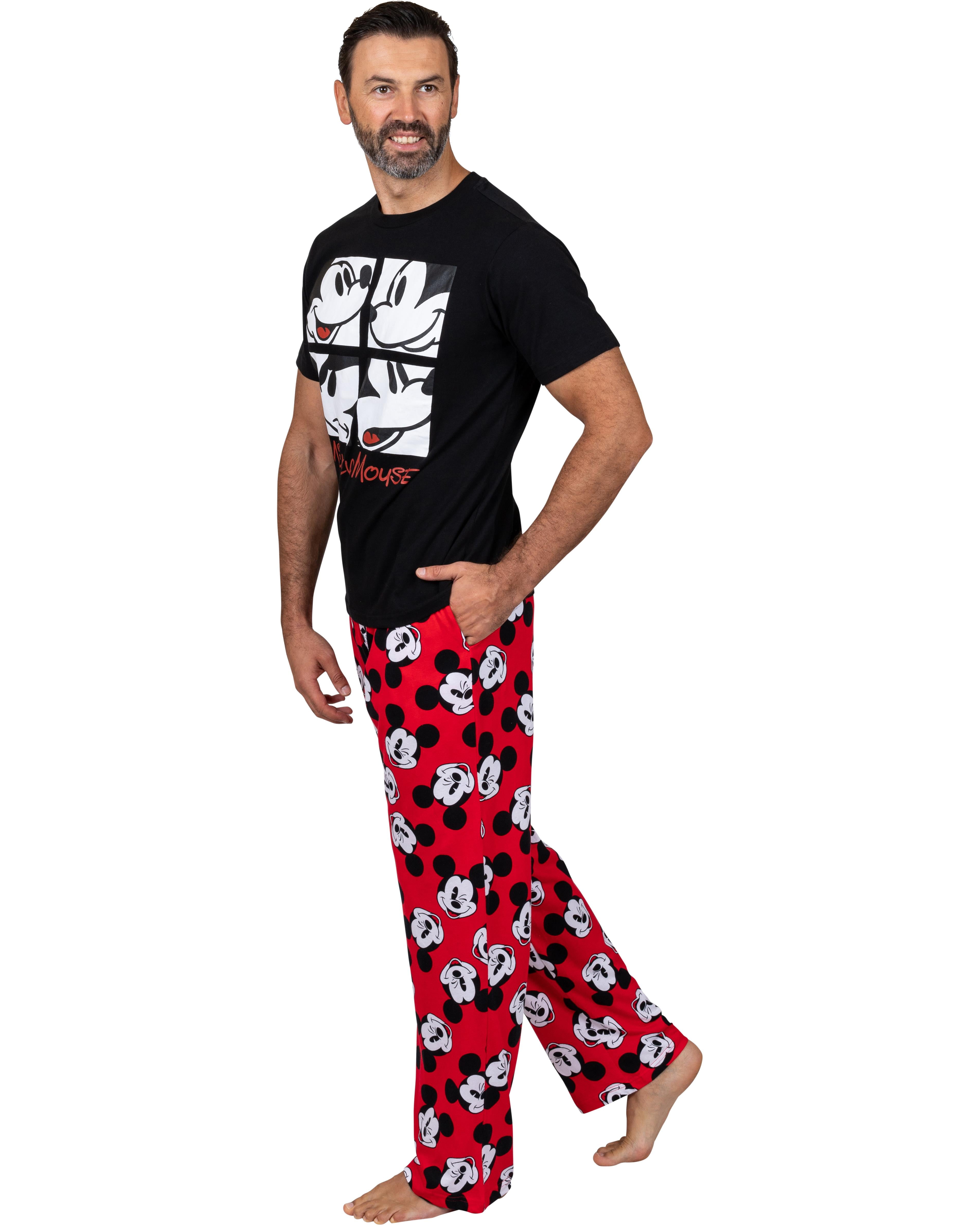 Disney Mens Pajama Mickey Fun Tee and Lounge Pants Sleepwear, Multi Black, Size: Medium 