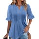 thumbnail image 2 of Blusas para mujer,Blusa de lentejuelas para mujer, manga corta, cuello en V, poliéster, corte holgado, informal, sopatenor, 2 of 9