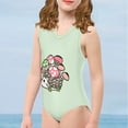 thumbnail image 4 of FOR U DESIGNS Adorable Green Girls Sleeveless Swimsuit Hedgehog Mushroom Gymnastics Ballet Dance Leotards Dancewear Summer Beach Swimwear Size 7-8, 4 of 8