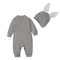 thumbnail image 5 of JAJAHO Easter Bunny Romper Baby Boy Girl Jumpsuit Cute Long Sleeve Button Down Onesie With Ears Hat 2 Piece Holiday Outfits 0-3T Cozy One-Pieces, 5 of 9